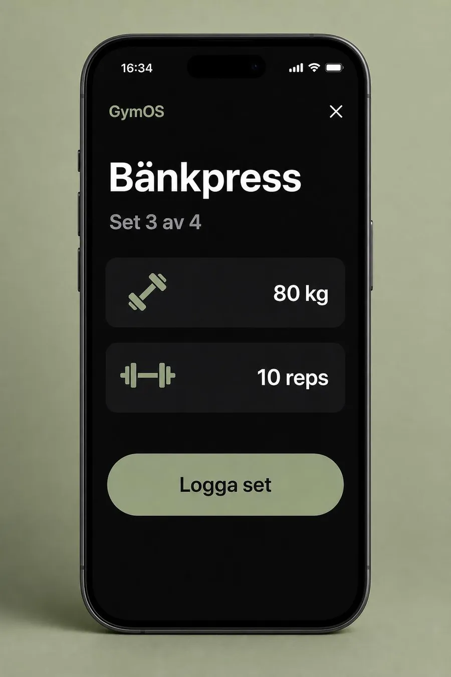 Logga set och reps i GymOS