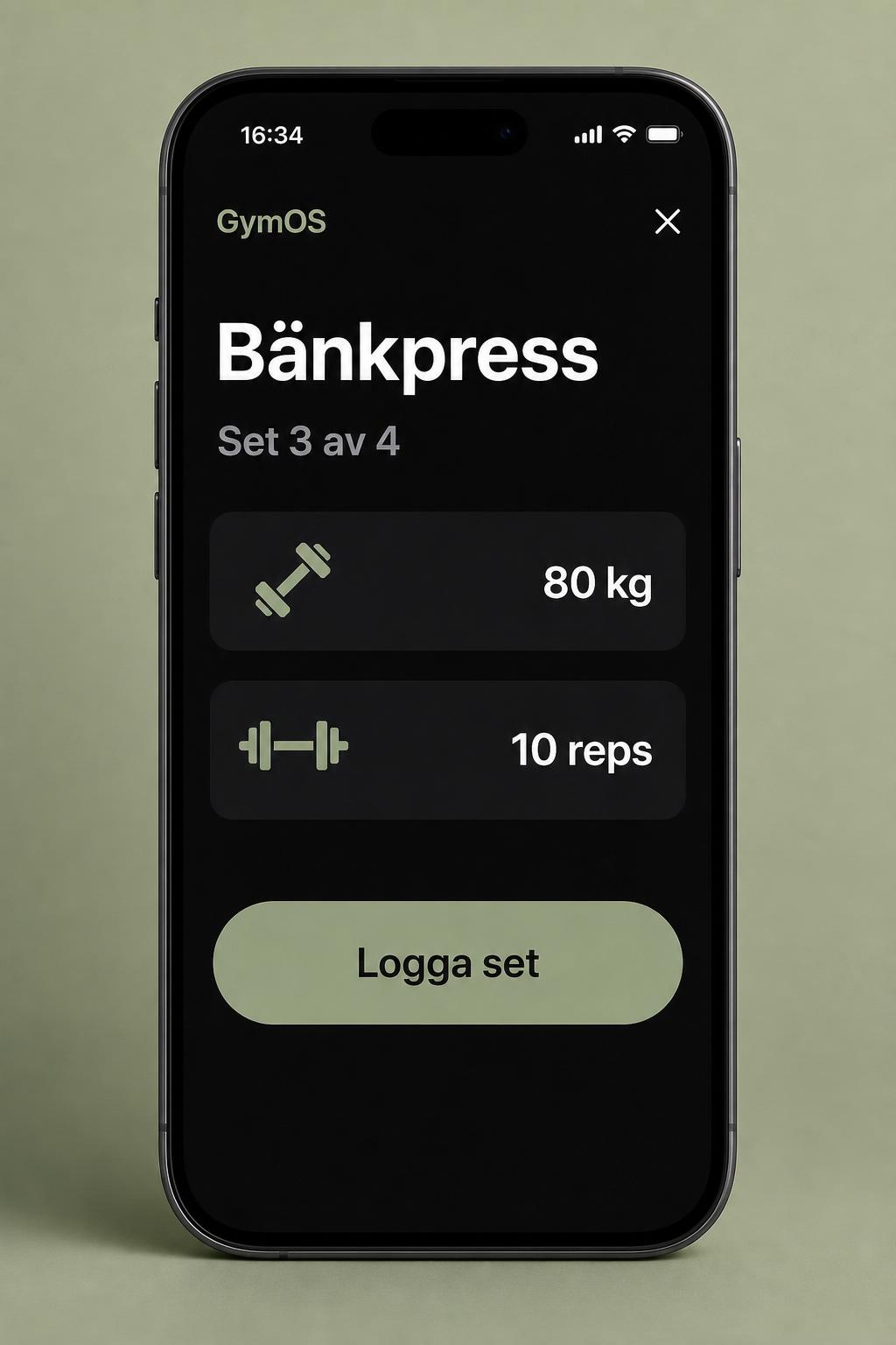 Logga set och reps i GymOS